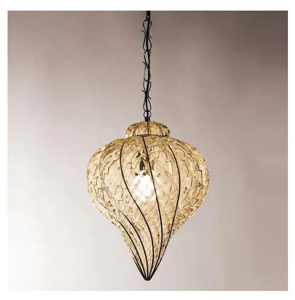 SIRU - Luster na reťazi GOCCIA 1xE27/60W/230V pr.25 cm béžová/hnedá benátske sklo