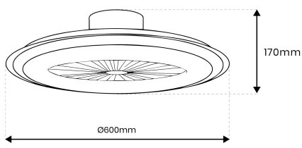 LED Stmievateľné stropné svietidlo s ventilátorom ZEPHYR LED/48W/230V čierna + DO