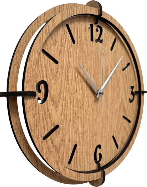 3D Nástenné hodiny Zlatý dub, tiché, moderné | SENTOP HDF0601-OAK