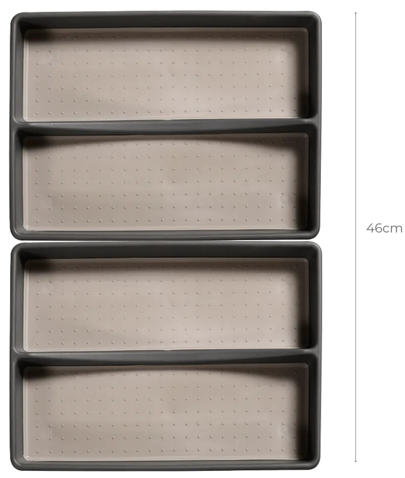 Kesper Organizér do šuplíku, šedý, protiskluzový, s přepážkou GREY 33 x 23 cm