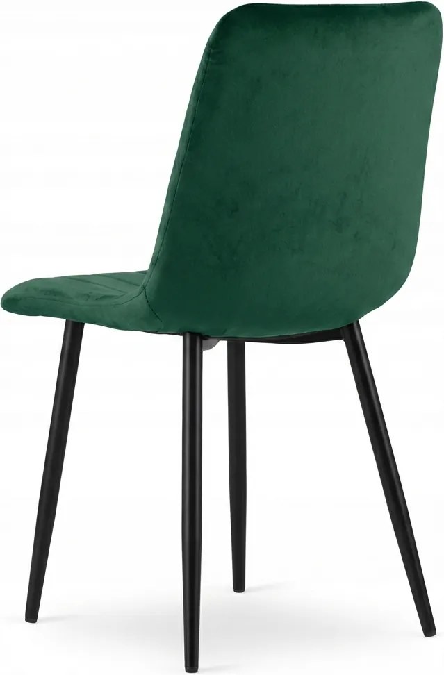Tmavozelená zamatová stolička LAVA BOTTLE GREEN s čiernymi nohami