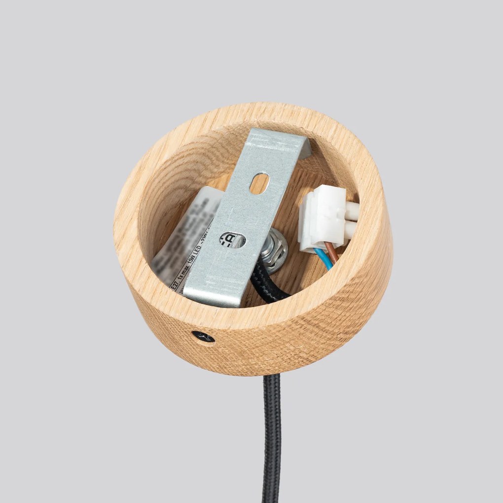 Závesné svietidlo Mab, 1x betónové/drevené tienidlo