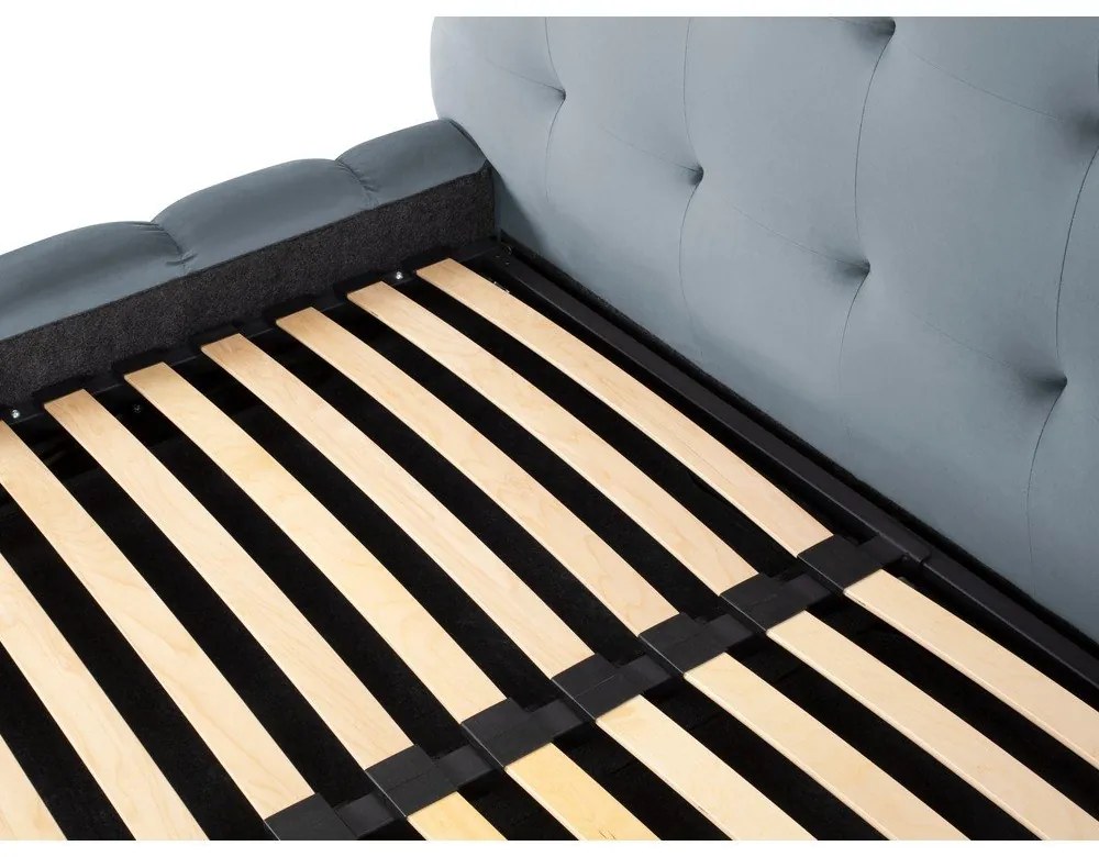 Svetlomodrá čalúnená dvojlôžková posteľ s úložným priestorom s roštom 200x200 cm Bali – Cosmopolitan Design