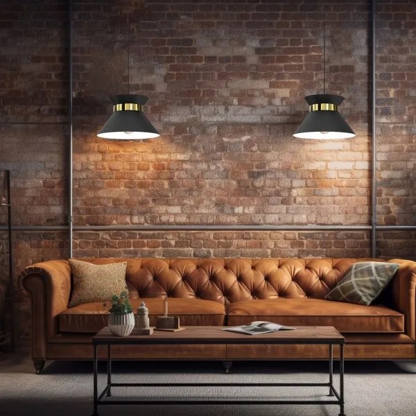 Luster na lanku NORGE 1xE27/15W/230V čierna/zlatá