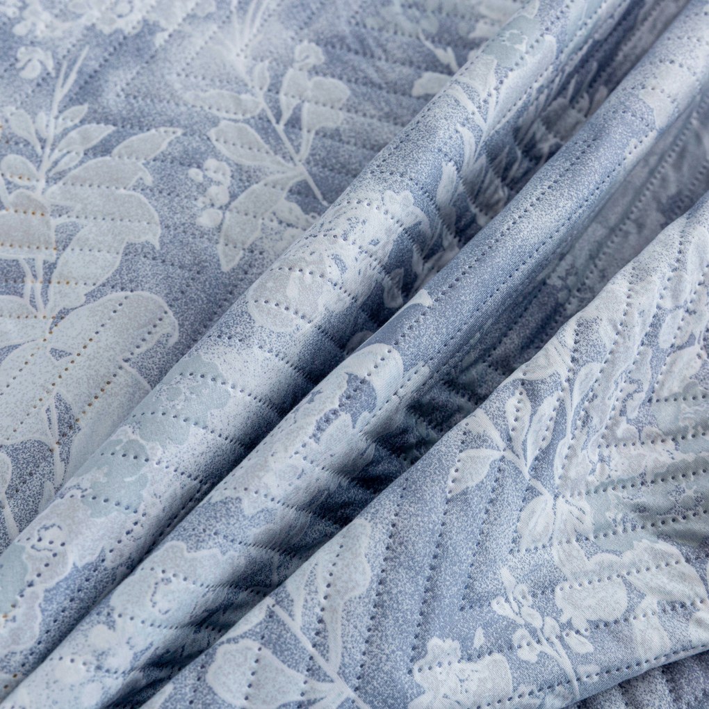 Prehoz na posteľ FLOWERS modrý / sivý Rozmer: 200 x 220 cm