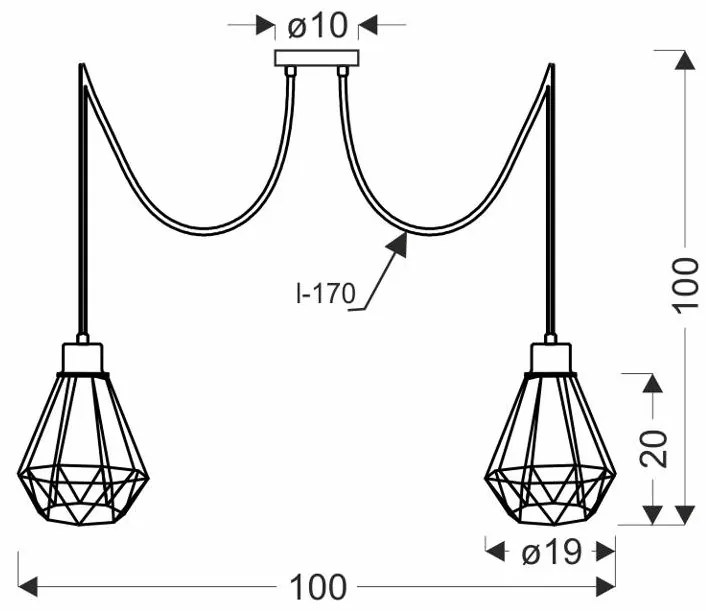 Candellux Čierno-zlatý závesný decentrálny luster Primo pre žiarovku 2x E27 32-00286