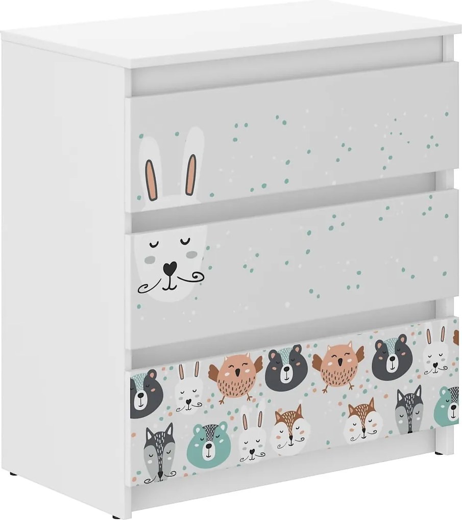 Wooden Toys Detská komoda R-3 ZVIERATKÁ