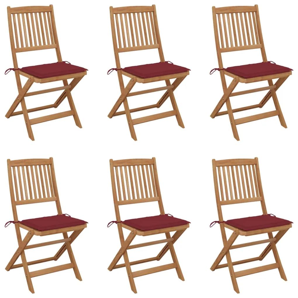 Skladacie záhradné stoličky s podložkami 6 ks akáciový masív 3065497
