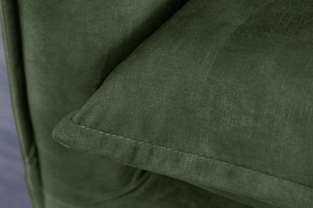 Invicta Interior - Pohovka 3-miestna HEAVEN 210 cm, zamat, odnímateľný poťah, tmavo zelená