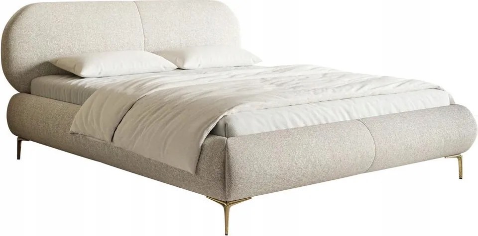 Manželská posteľ 180cm Octave (rošt úl. priestor) (svetlobéžová zlatá)