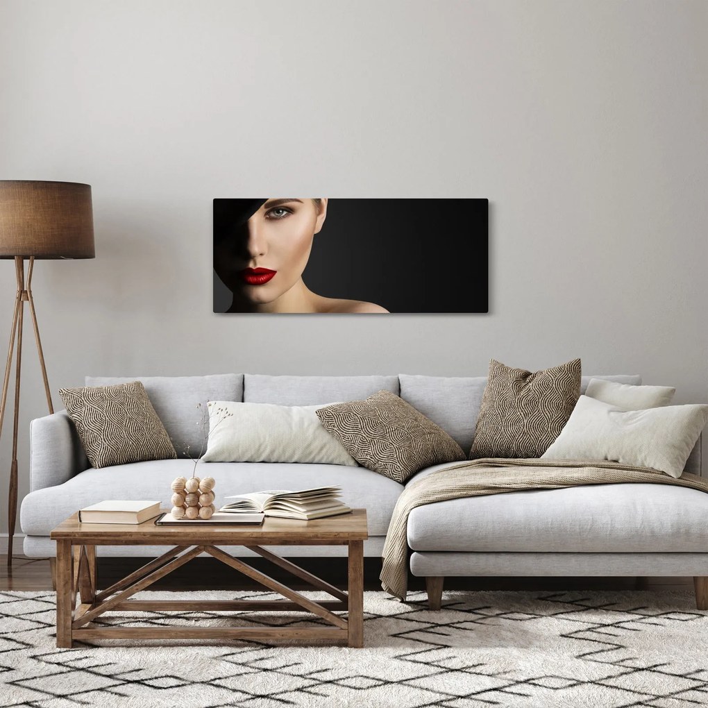 Obraz - Portrét ženy v klobúku (120x50 cm)