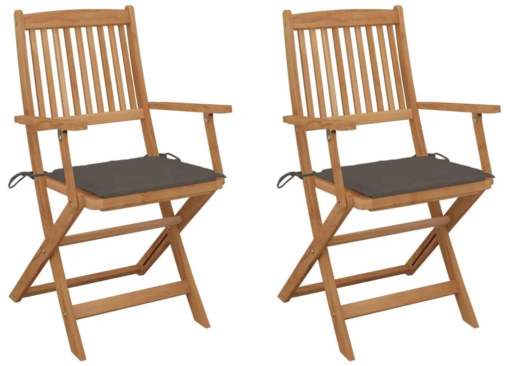 Skladacie záhradné stoličky s podložkami 2 ks akáciový masív