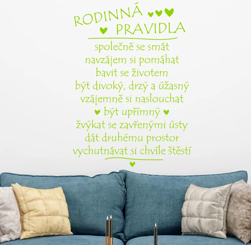 Veselá Stena Samolepka Pravidla rodiny Farba: žlutá, Veľkosť: 100 x 72 cm