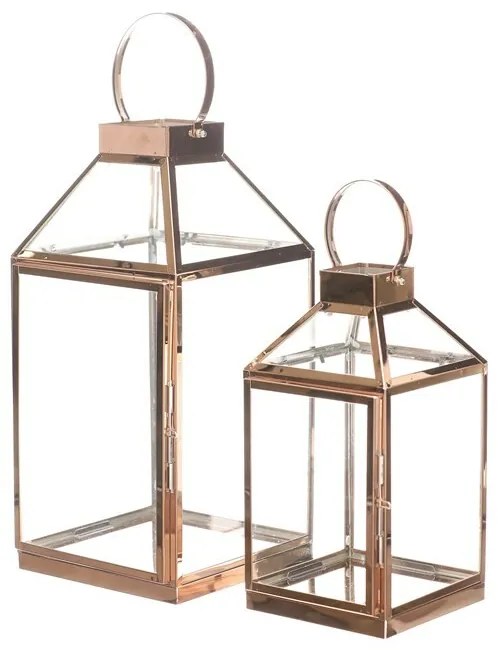 Súprava kovových lampášov Thin, 2 ks, zlatá