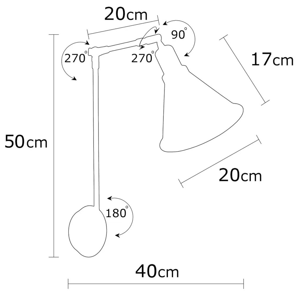 Nástenná lampa Berceste V zlatá