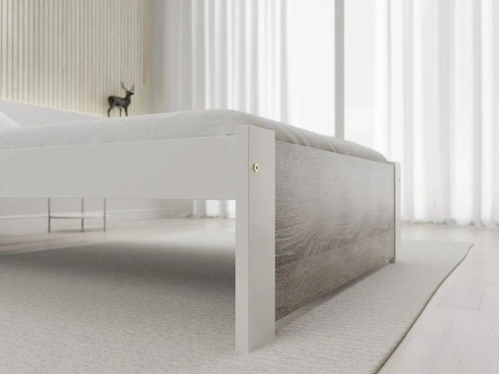 Posteľ IKAROS 80 x 200 cm, biela/dub lanýž Rošt: S lamelovým roštom, Matrac: Matrac DELUXE 10 cm