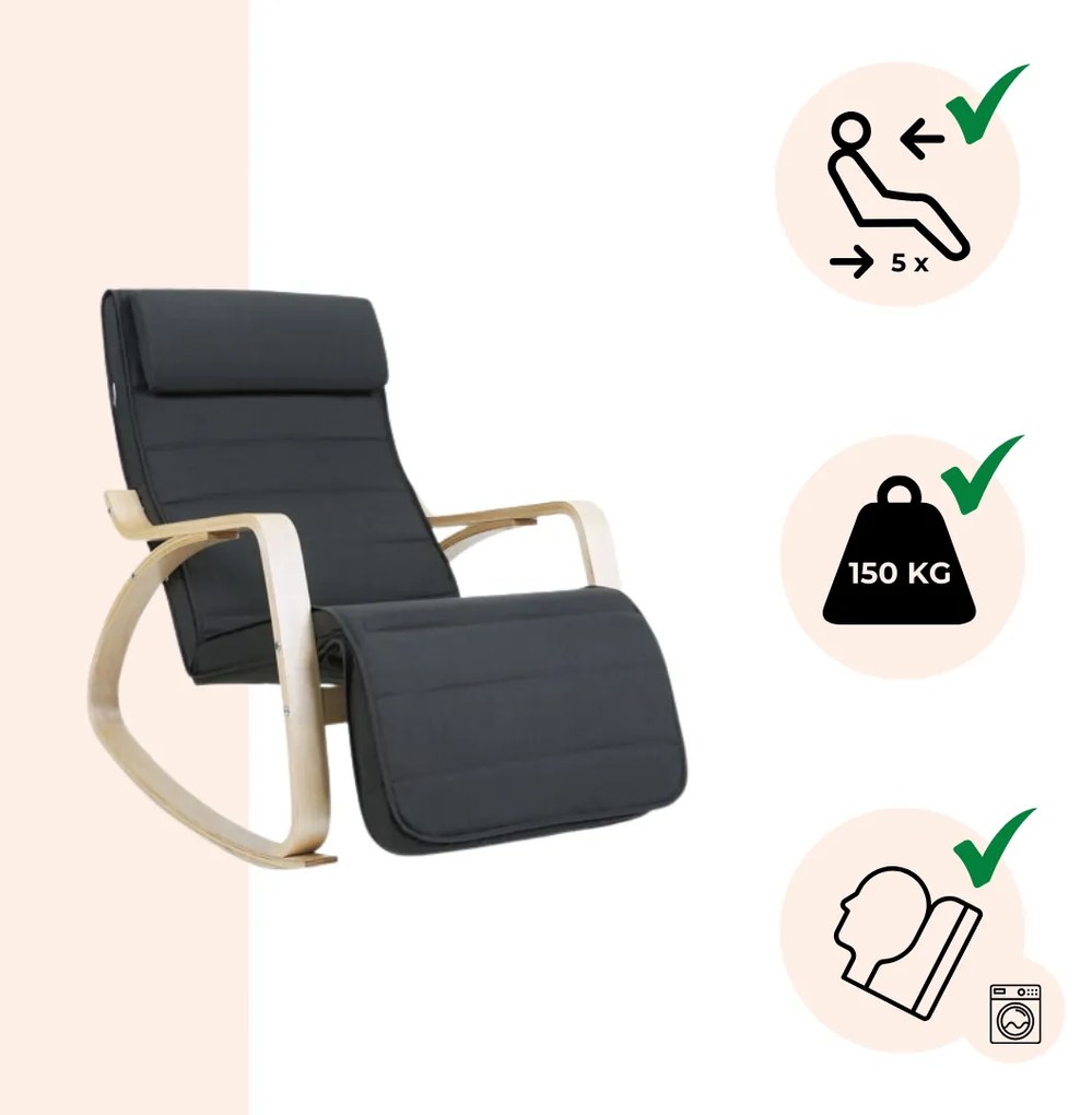 Hojdacie kreslo, leňoška SWING nosnosť 150kg, 67x115x91cm, antracitová Jurhan
