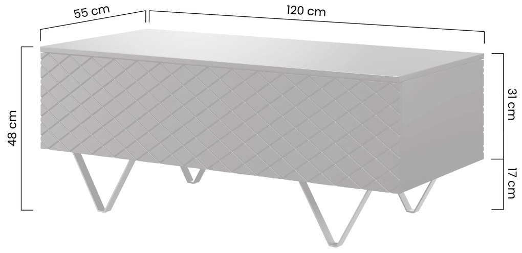 Konferenčný stolík Scalia 120x55 s úl. priestorom - biely mat / čierna - Limitovaná ponuka
