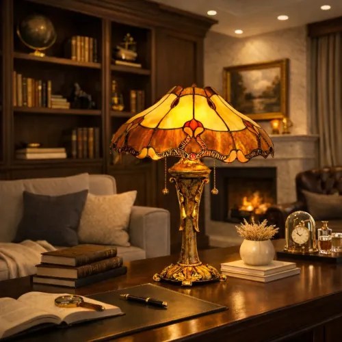 Rustikálna lampa Tiffany štýl stolová UNIQUE Ø 40*53 CM