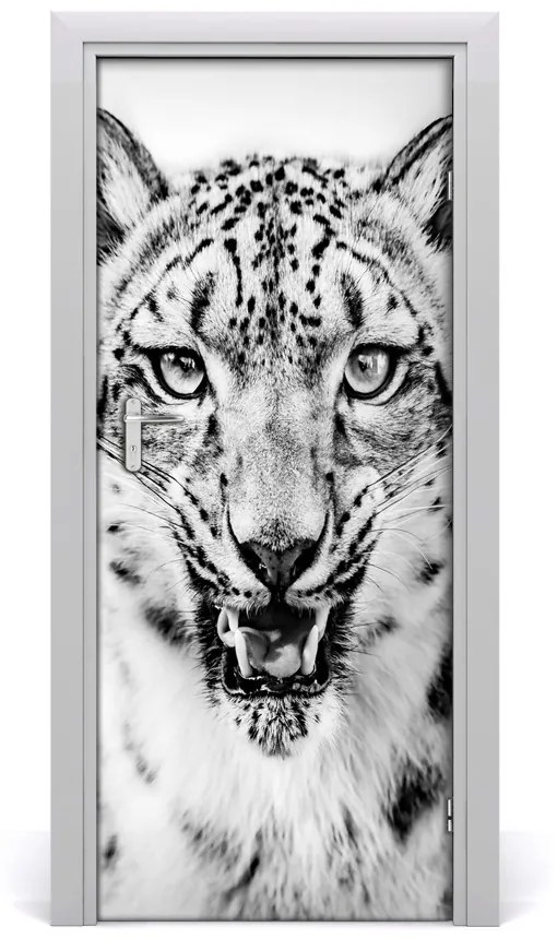 Samolepiace fototapety na dvere snežný leopard 75x205 cm