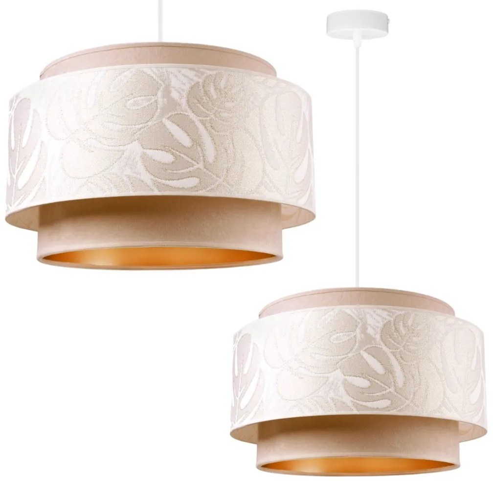 Závesné svietidlo Werona duo 7, 1x krémové/béžové textilné tienidlo so vzorom, w, g