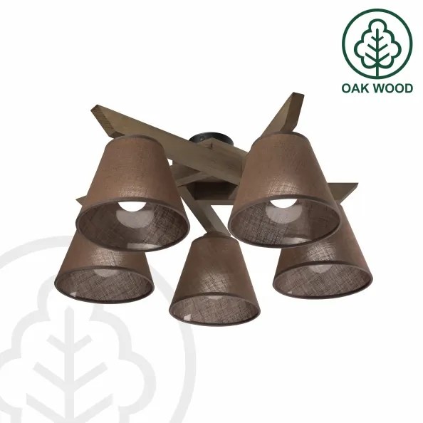 Brilagi - LED  Prisadený luster ANTHONY 5xE14/40W/230V dub orech/hnedá