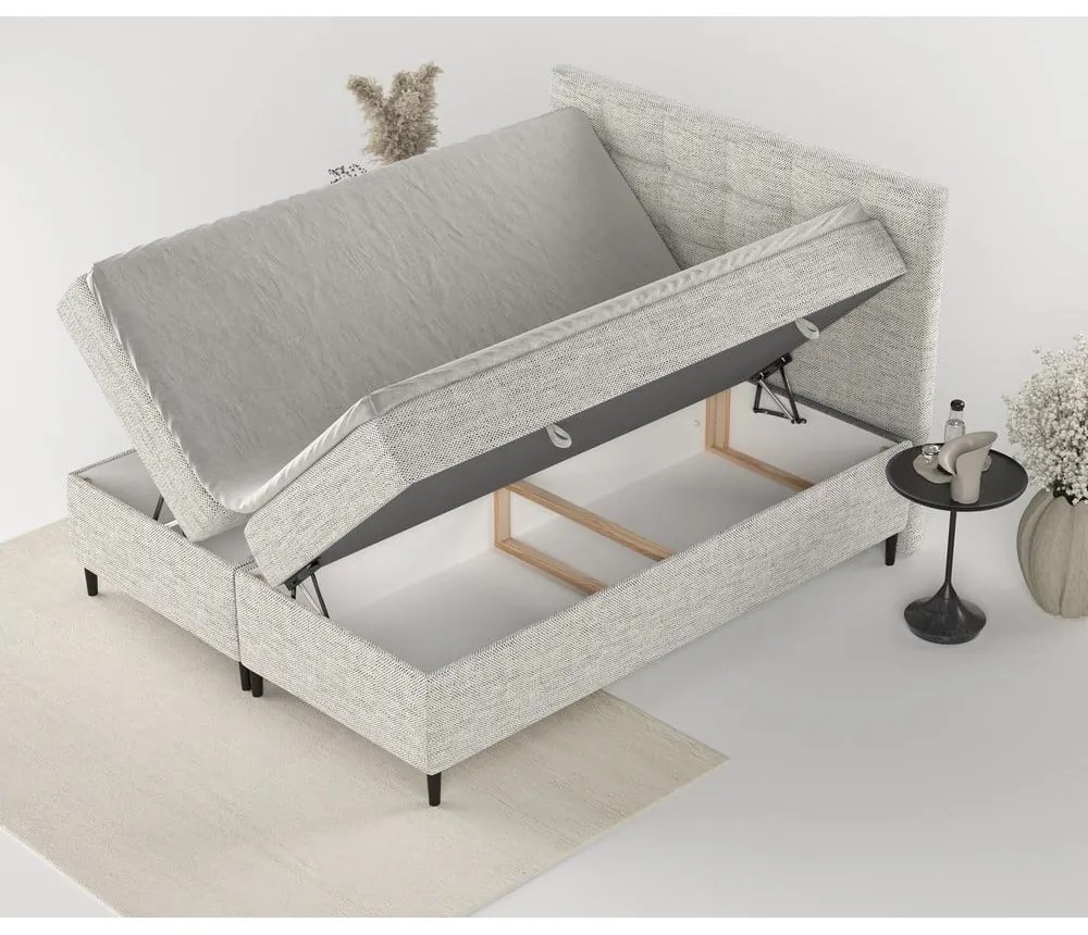 Svetlosivá boxspring posteľ s úložným priestorom 200x200 cm Urbaneo – Maison de Rêve