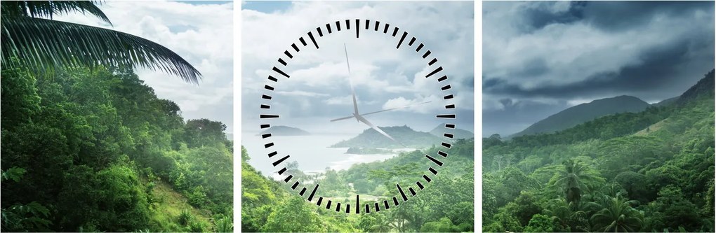 Obraz - Seychelská jungle (s hodinami) (90x30 cm)