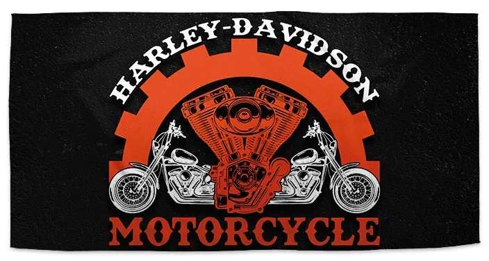 Sablio Uterák Harley-Davidson motor Čierne pozadie - 70x140 cm