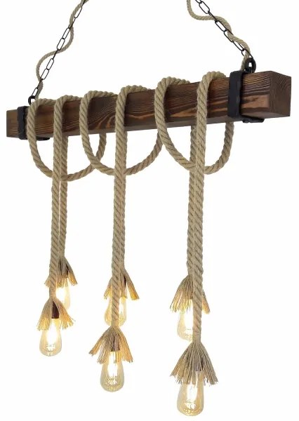 Luster s lankom KUTUK 6xE27/40W/230V borovica