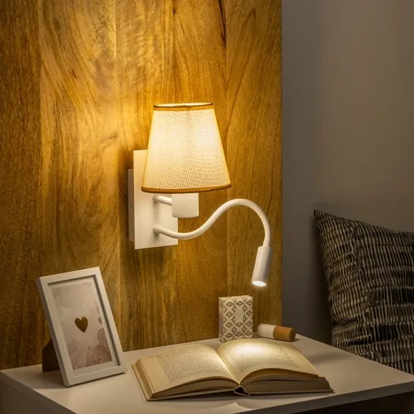 Brilagi - LED Nástenná lampa NUBILA 1xE27/25W/230V +LED/3W biela/svetlohnedá