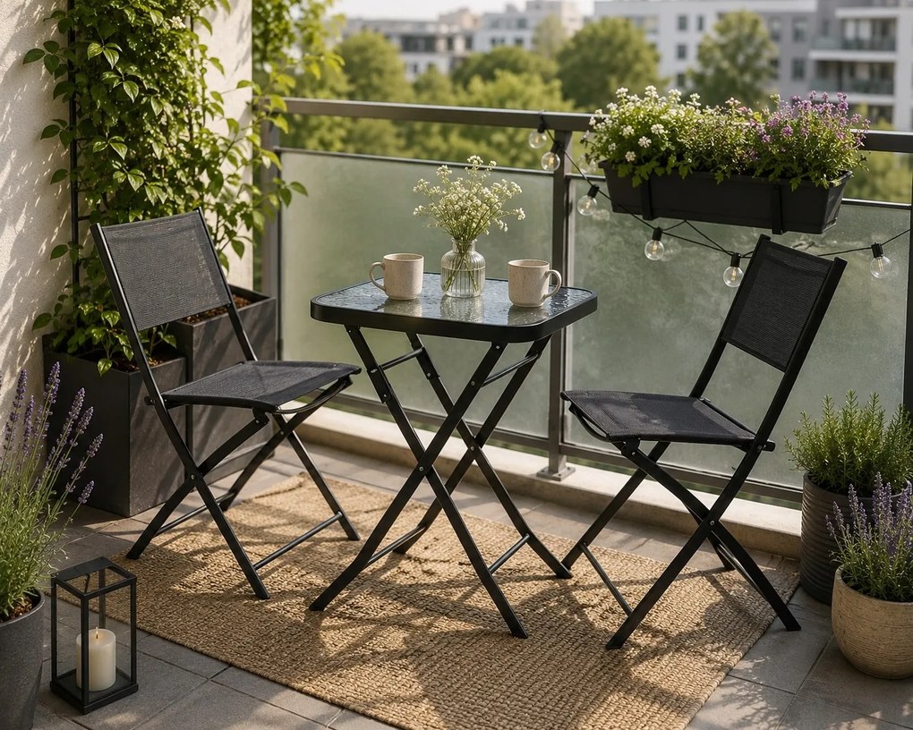 Balkónový set nábytku – stolík 50x50 cm + 2 stoličky