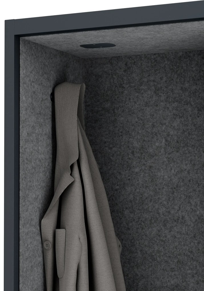 Akustická kabína SALLY MentalBox 1150 mm – čierny korpus, tmavosivé sedadlo