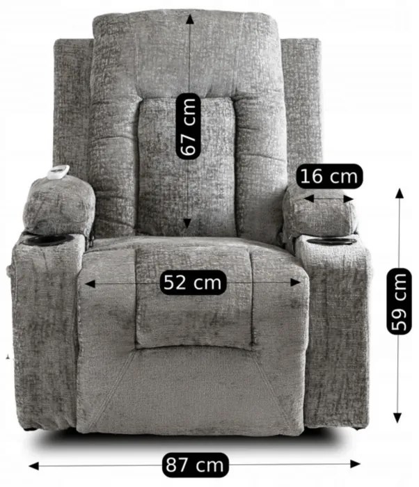 JAKS Masážne kreslo šedé mikroplyš Box