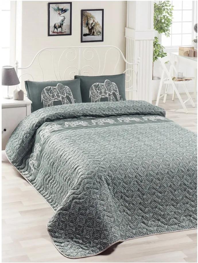 Set bavlnenej prikrývky cez posteľ a 2 obliečok na vankúše Lesso Cara, 200 × 220 cm