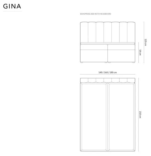 Svetlomodrá boxspring posteľ s úložným priestorom 180x200 cm Gina – Milo Casa