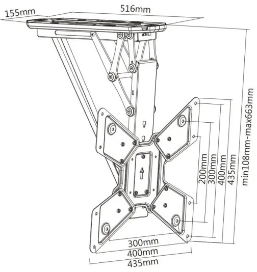 MK FLORIA MKF-20DM444 - Inteligentný stropný držiak pre TV 55" čierna Wi-Fi TUYA + DO