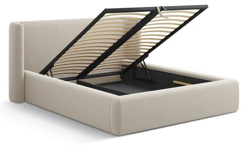 Béžová čalúnená dvojlôžková posteľ s úložným priestorom s roštom 200x200 cm Jason – Windsor & Co Sofas