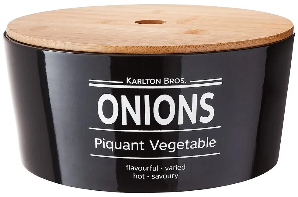 KARLTON BROS Dóza na cibuľu 22 cm - čierna
