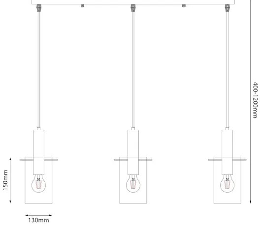 Luster na lanku ARCADIA 3xE27/60W/230V čierna/dymová