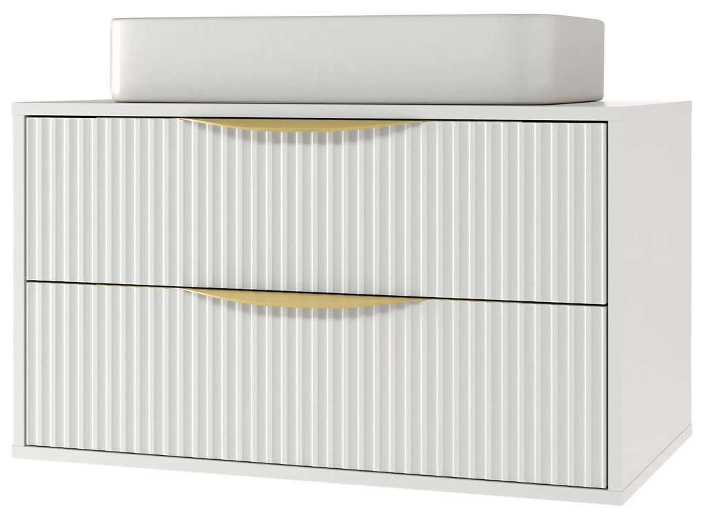 Závěsná skříňka pod umyvadlo Avila s deskou 80 cm bílá/zlatá