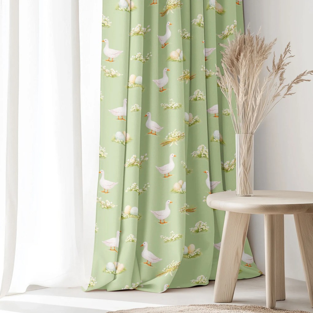 Goldea veľkonočný dekoračný záves - husy a kraslice 160x150 cm