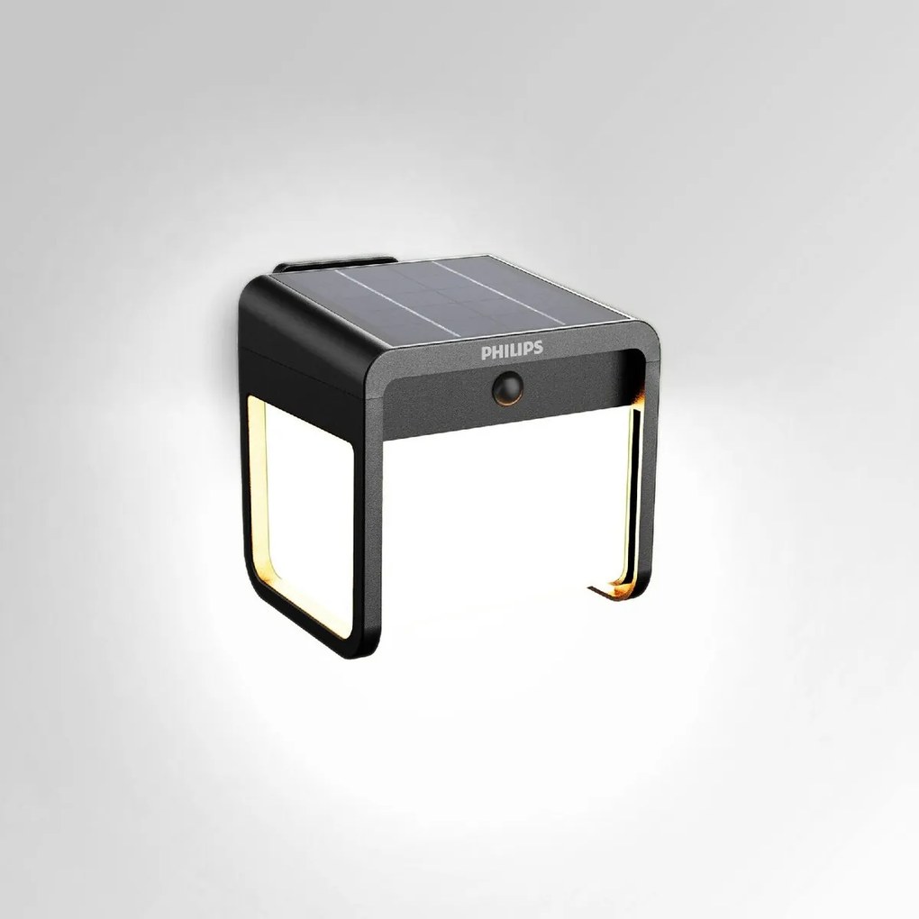 Philips Ezra UltraEfficient solárne LED svietidlo, senzor, čierna, 1,8 W, 250/25 lm, 3000 K