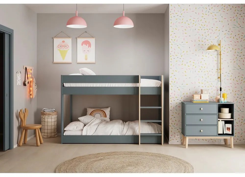 Poschodová detská posteľ sivozelená s roštom 90x190 cm Angel – Marckeric