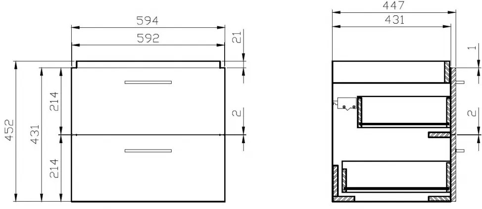 Cersanit - SET skrinka + umývadlo, orech, LARA CITY 60, S801-143-DSM