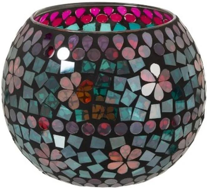 Farebný sklenený svietnik na čajovú sviečku Mosaic - Ø17,5 * 13,5cm