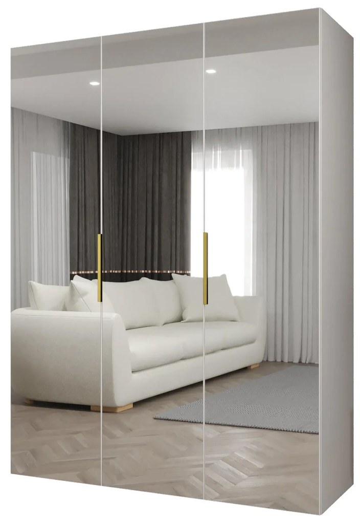 Šatníková skriňa 150 cm Mirabella 3 (biela + zlatá). Akcia -20%. Vlastná spoľahlivá doprava až k Vám domov. 1126461