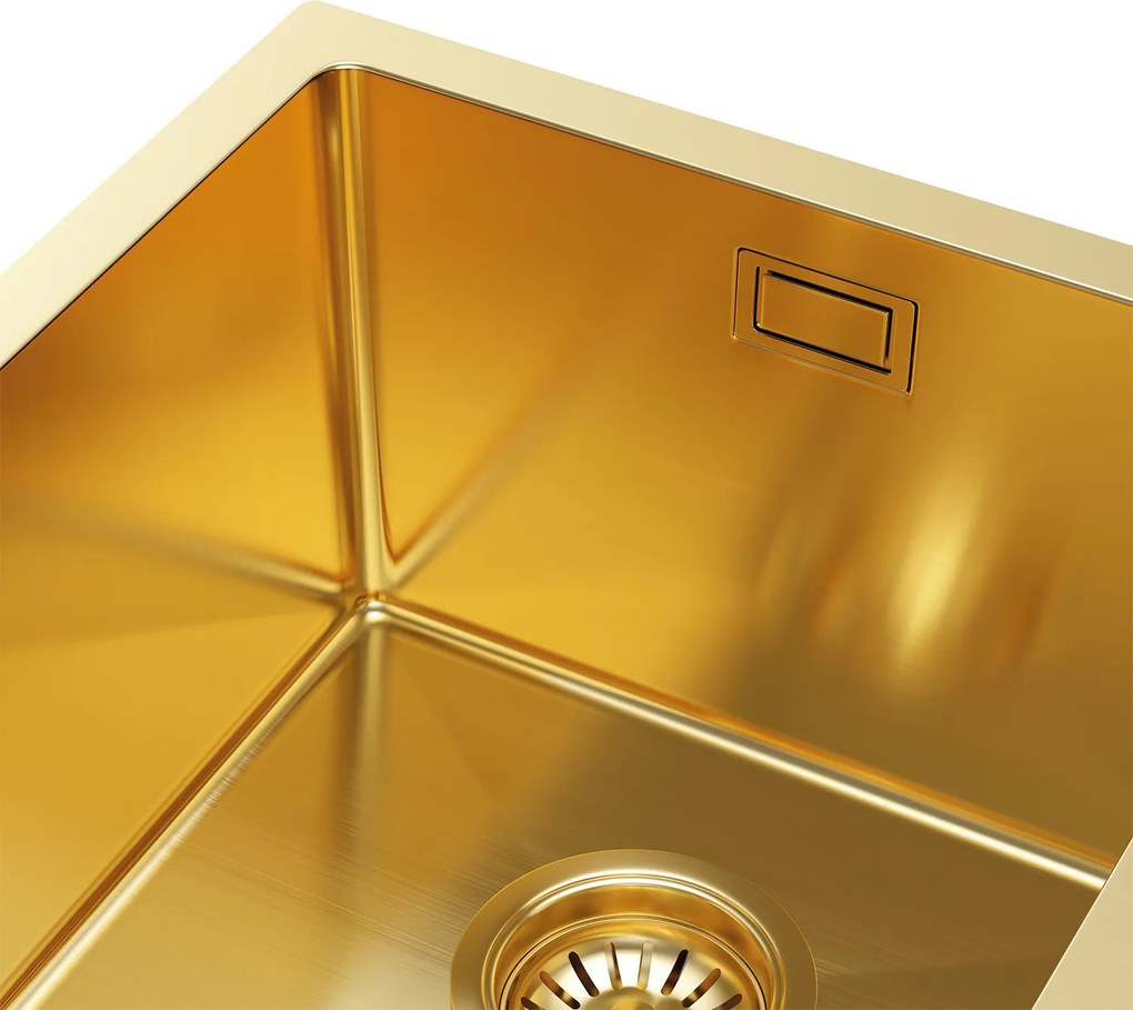 Erga HD, 1-komorový oceľový drez 370x450x210 mm, zlatá, ERG-MLS-HD3745G