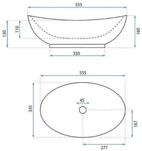 REA-U6801 - Umývadlo na dosku KATE 33,5x55,5 cm keramika/lesklá biela