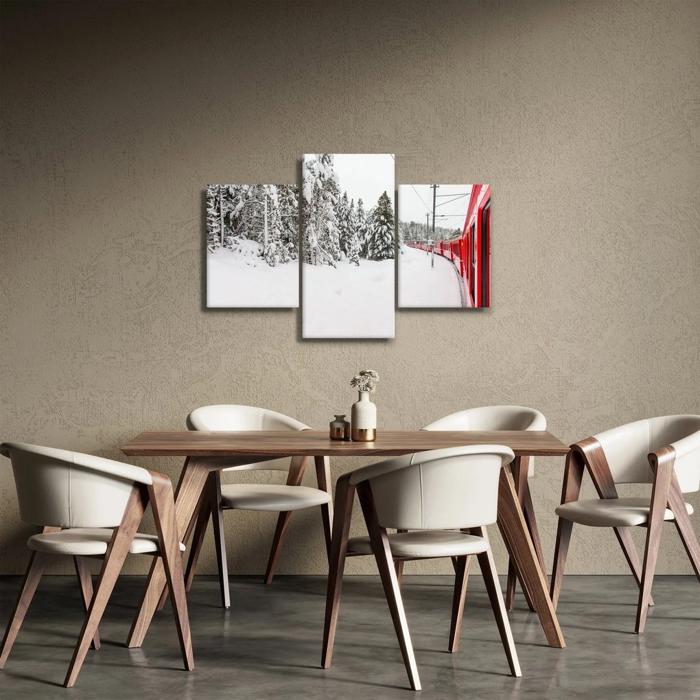 Obraz - Vlak v zasneženej krajine (90x60 cm)